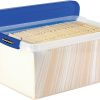 Bankers Box® Heavy-Duty Plastic Storage Bin, Extra Deep 20" Letter-size, 10-3/8" x 14-1/4", TAA Compliant, Clear/Blue, Pack of 1 - Image 4
