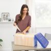 Bankers Box® Heavy-Duty Plastic Storage Bin, Extra Deep 20" Letter-size, 10-3/8" x 14-1/4", TAA Compliant, Clear/Blue, Pack of 1 - Image 8