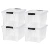 Iris USA® Weathertight Storage Boxes, 32-Quart, 19-1/16”L x 15-3/16”W x 13-1/4”H, Clear, Pack Of 4 Boxes