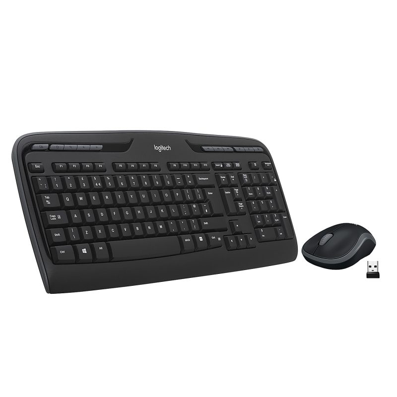 Logitech®MK320 Wireless Straight Full-Size Keyboard & Ambidextrous Optical Mouse, Black