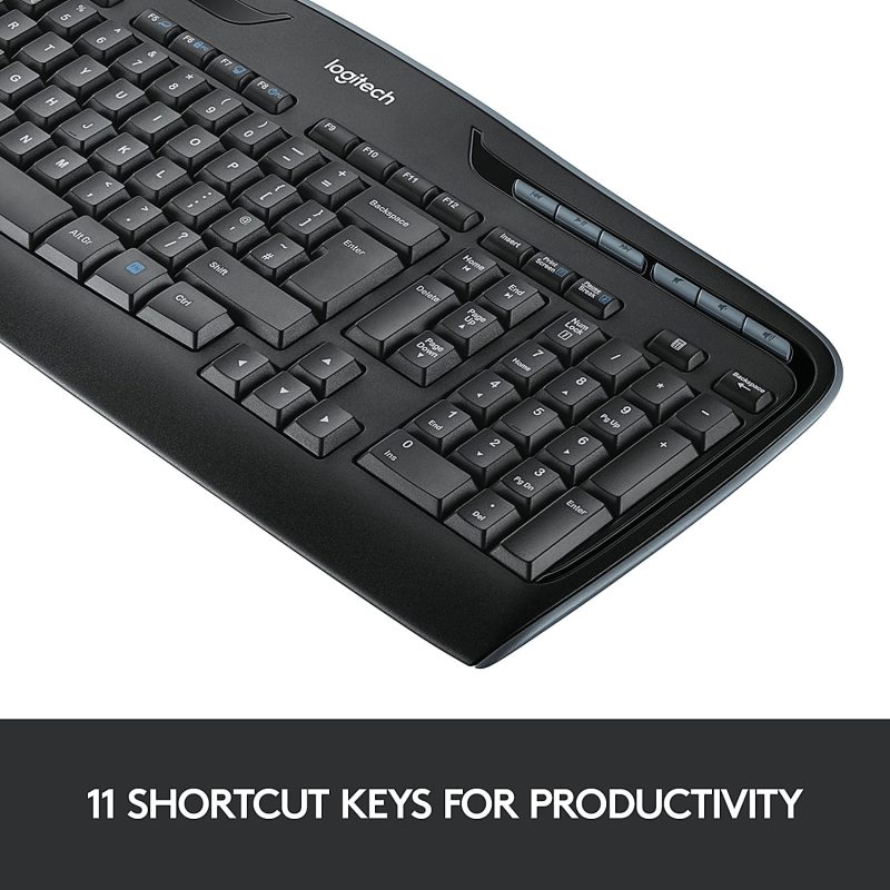 Logitech®MK320 Wireless Straight Full-Size Keyboard & Ambidextrous Optical Mouse, Black - Image 3
