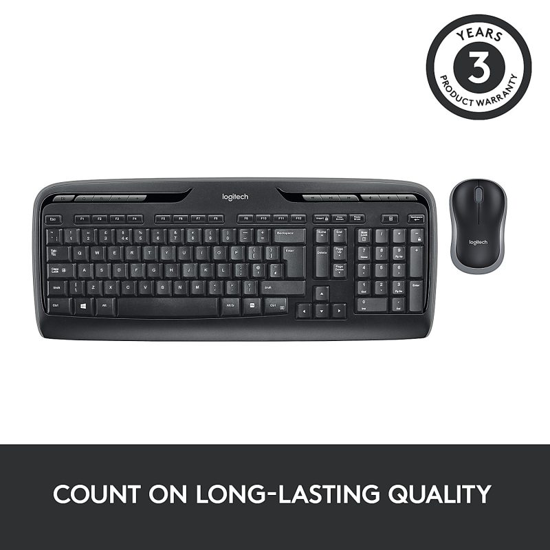 Logitech®MK320 Wireless Straight Full-Size Keyboard & Ambidextrous Optical Mouse, Black - Image 4
