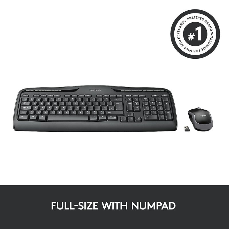 Logitech®MK320 Wireless Straight Full-Size Keyboard & Ambidextrous Optical Mouse, Black - Image 6