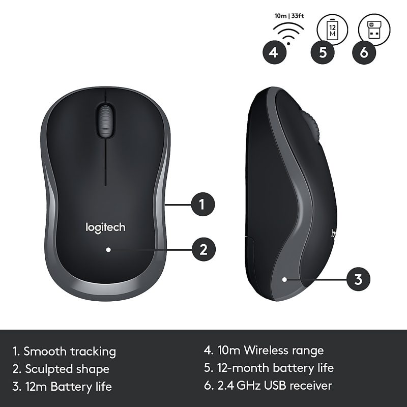 Logitech®MK320 Wireless Straight Full-Size Keyboard & Ambidextrous Optical Mouse, Black - Image 7