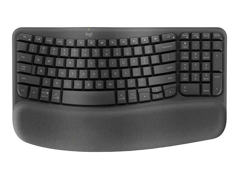 Logitech® Wave Keys Wireless Ergonomic Keyboard With Cushioned Palm Rest, 61% Recycled, Graphite, 920-011898 - Image 11