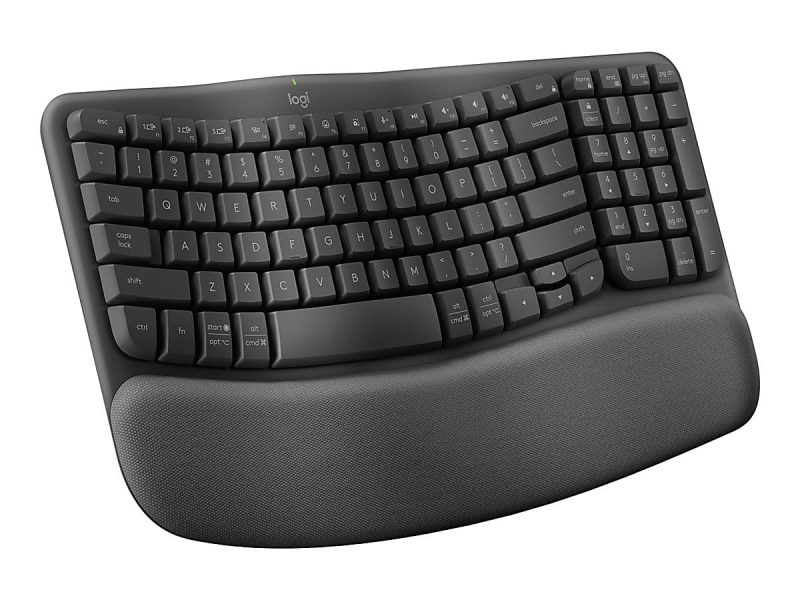 Logitech® Wave Keys Wireless Ergonomic Keyboard With Cushioned Palm Rest, 61% Recycled, Graphite, 920-011898 - Image 12