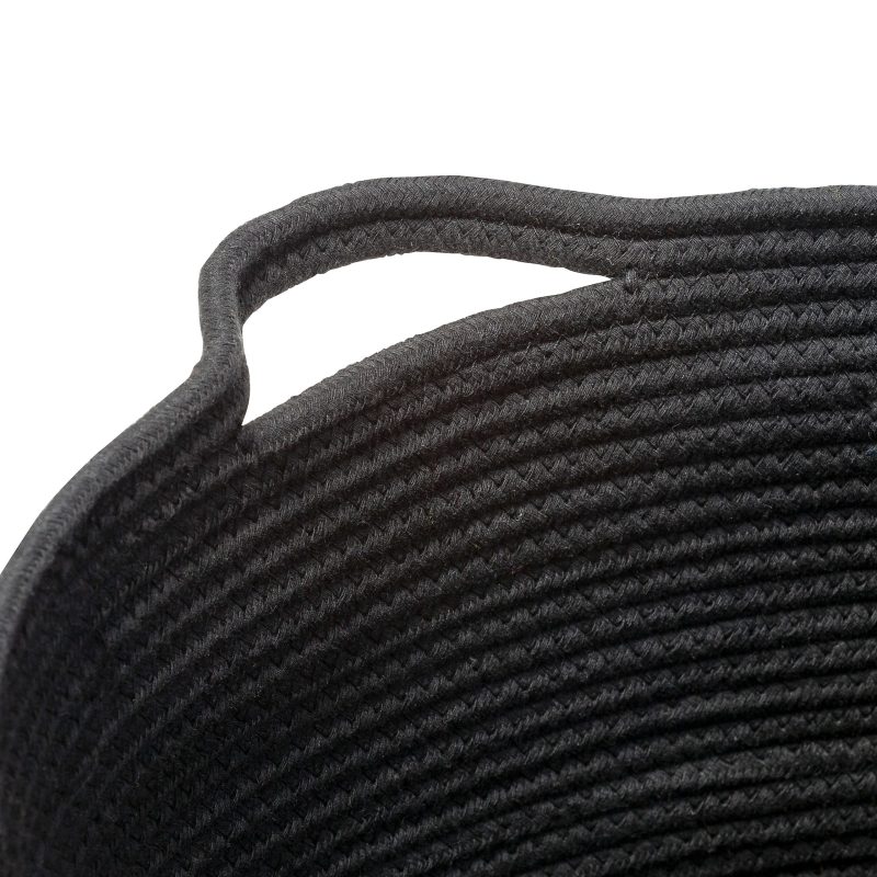Honey Can Do Cotton Coil Baskets, 19”H x 16-1/2”W x 16-1/2”D, Black, Set Of 3 Baskets - Image 3