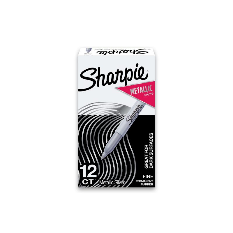 Sharpie® Metallic Permanent Markers, Fine Point, Metallic Silver, Pack Of 36 - Silver,12