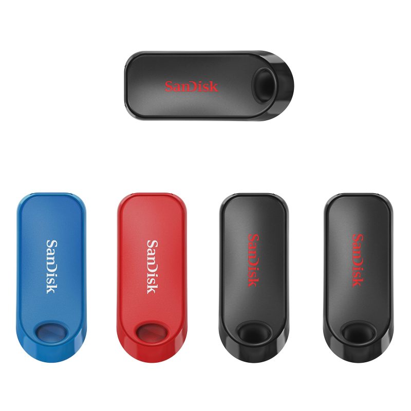 SanDisk Cruzer Snap™ USB 2.0 Flash Drives, Pack of 5, 32GB, Black, Red, Blue - Image 2