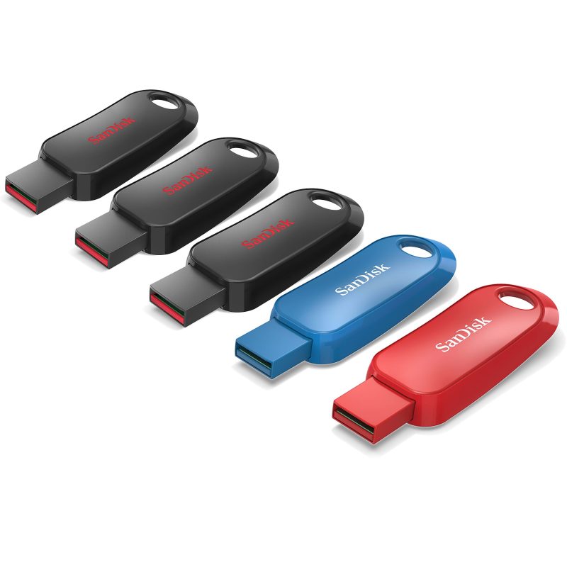 SanDisk Cruzer Snap™ USB 2.0 Flash Drives, Pack of 5, 32GB, Black, Red, Blue - Image 3