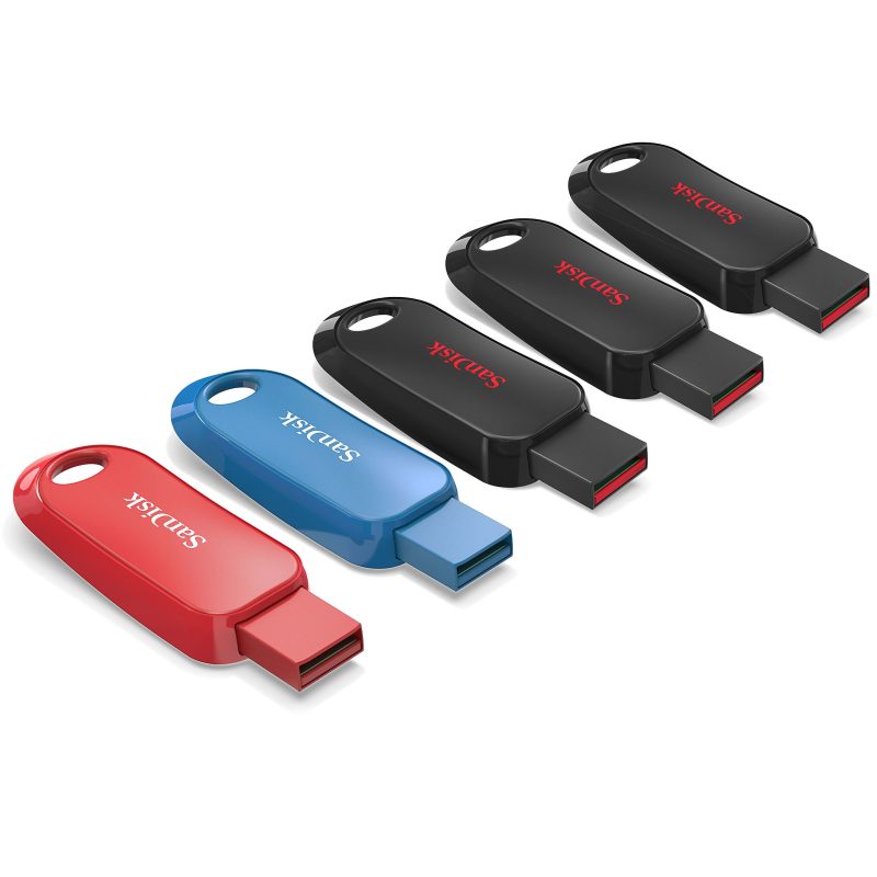 SanDisk Cruzer Snap™ USB 2.0 Flash Drives, Pack of 5, 32GB, Black, Red, Blue - Image 4