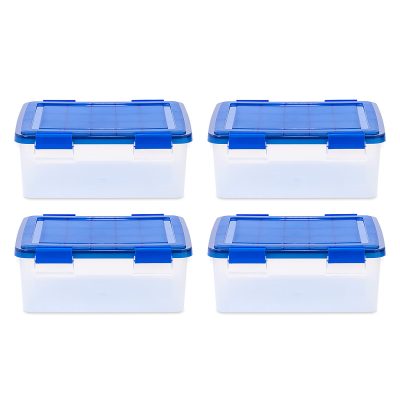 Iris Ultimate Weathertight Storage Boxes, 19-3/4”L x 16-3/16”W x 10-1/4”H, 30 Qt, Clear, Set Of 4 Boxes