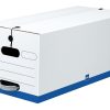 Office Depot® Brand Quick Set Up Standard-Duty Storage Boxes With String & Button Closures And Built-In Handles, Letter Size, 24" x 12" x 10", 60% Recycled, White/Blue, Pack Of 12 - Image 2
