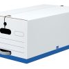 Office Depot® Brand Quick Set Up Standard-Duty Storage Boxes With String & Button Closures And Built-In Handles, Legal Size, 24" x 15" x 10", 60% Recycled, White/Blue, Pack Of 12 - Image 2