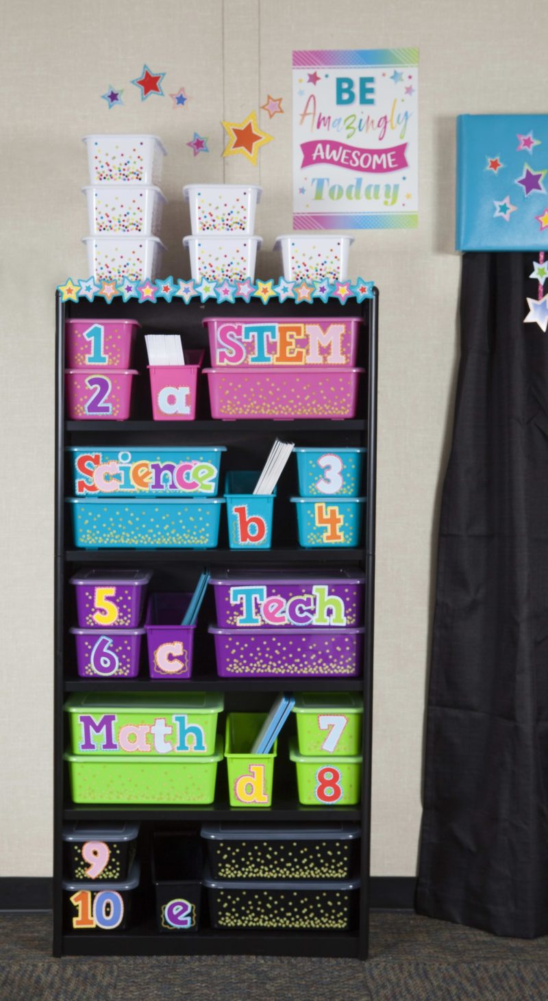 Teacher Created Resources Small Plastic Storage Bins, 7-3/4" x 11-3/8" x 5", Confetti, Pack Of 3 Bins - Image 3