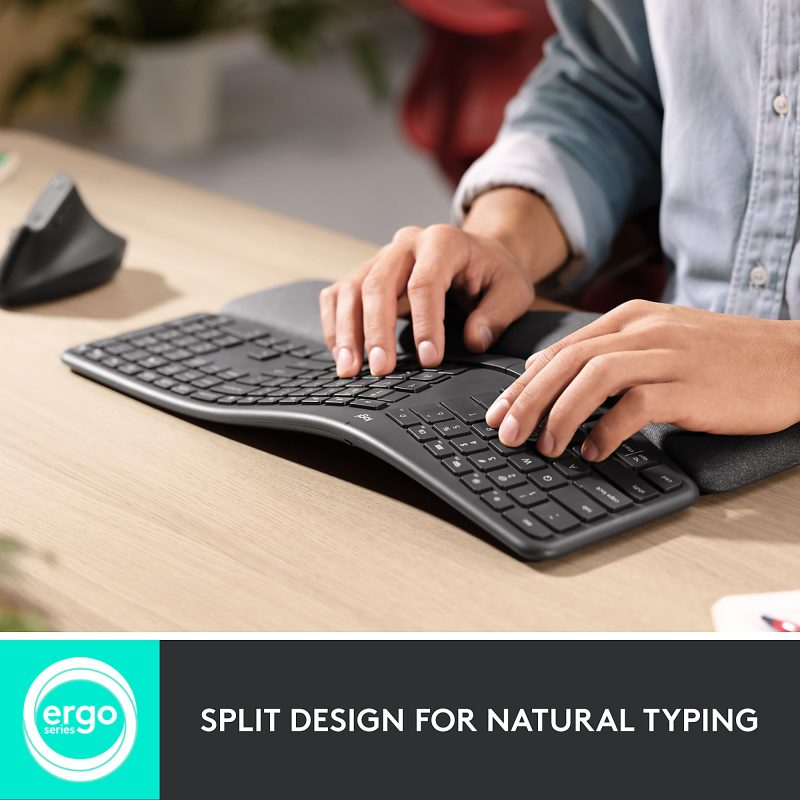 Logitech® ERGO K860 Split Ergonomic Wireless Keyboard For Business, Graphite, 920010175 - Image 4