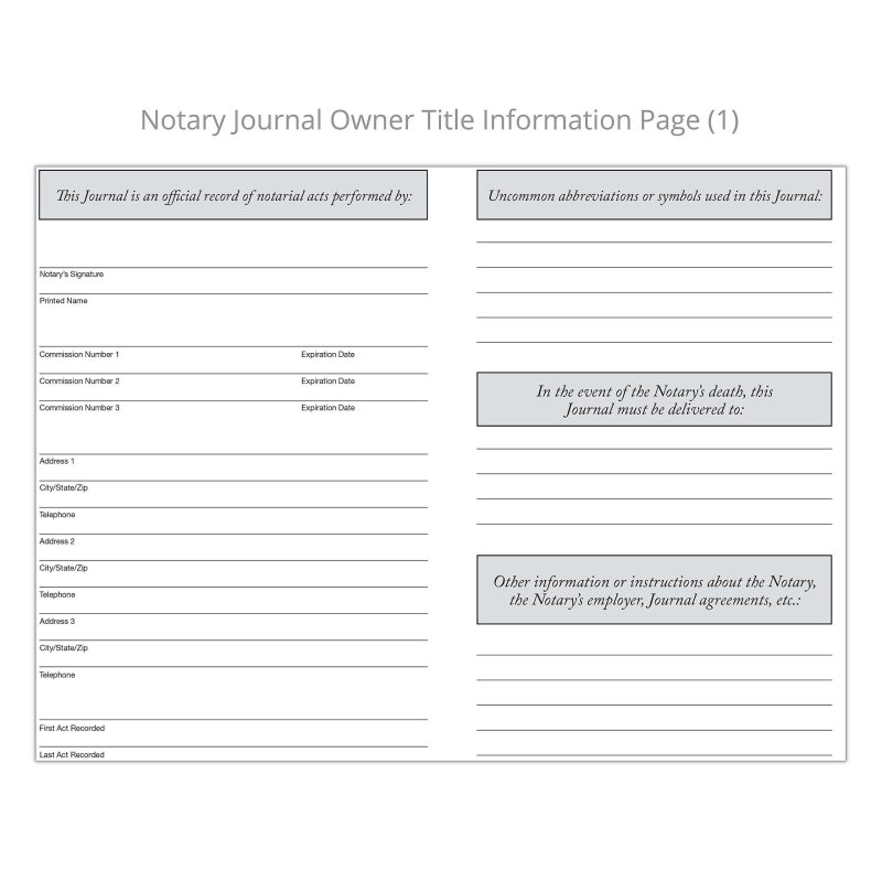 Soft Cover Journal of Notarial Acts Logbook For Notary Public Transactions, 11" x 8 1/2", 116 Pages - Image 4