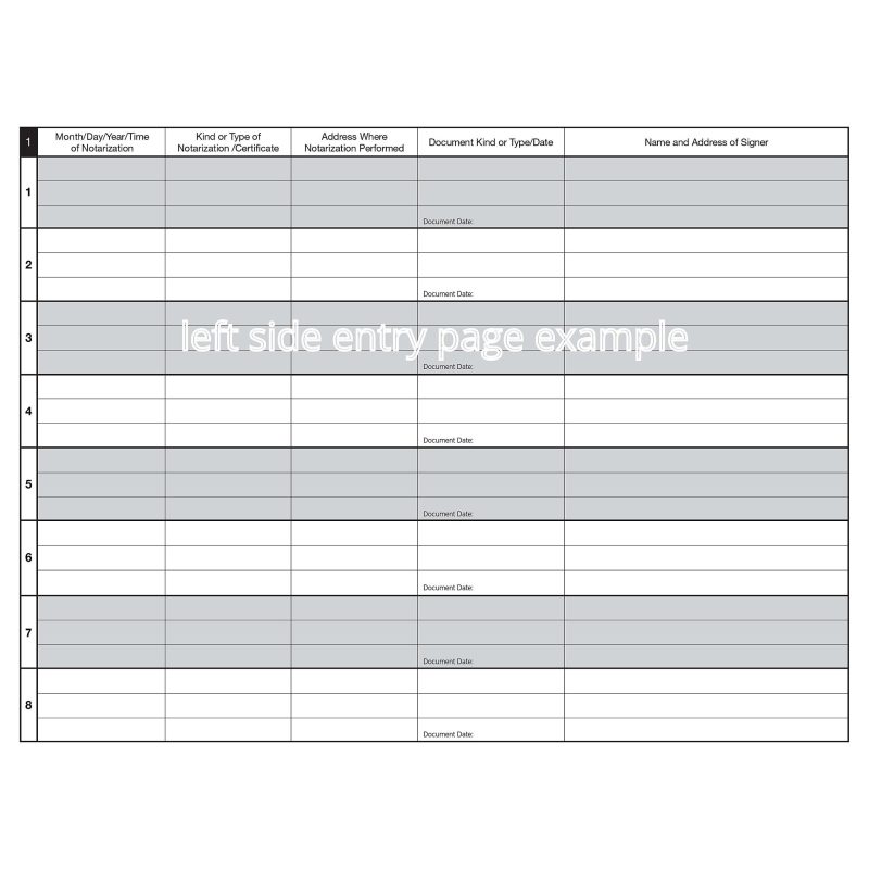 Soft Cover Journal of Notarial Acts Logbook For Notary Public Transactions, 11" x 8 1/2", 116 Pages - Image 6