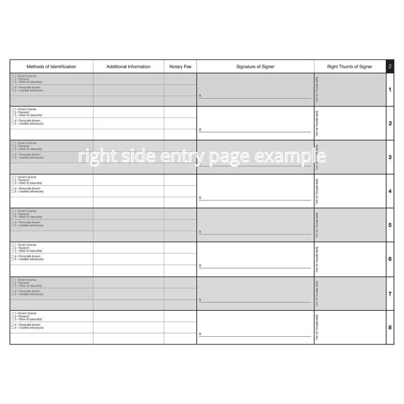 Soft Cover Journal of Notarial Acts Logbook For Notary Public Transactions, 11" x 8 1/2", 116 Pages - Image 7