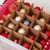 Iris Holiday Wing Lid Ornament Box With Dividers, 13-13/16”H x 18-5/16”W x 19-5/16”L, Clear/Red - Image 4