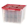 Iris Holiday Wing Lid Ornament Box With Dividers, 13-13/16”H x 18-5/16”W x 19-5/16”L, Clear/Red - Image 5