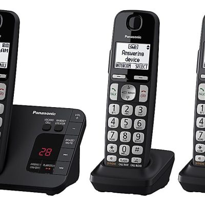 Panasonic® DECT 6.0 Expandable 3-Handset Digital Cordless Phone System With Digital Answering Machine, KX-TGE433B