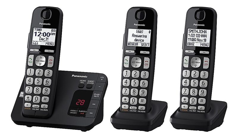 Panasonic® DECT 6.0 Expandable 3-Handset Digital Cordless Phone System With Digital Answering Machine, KX-TGE433B