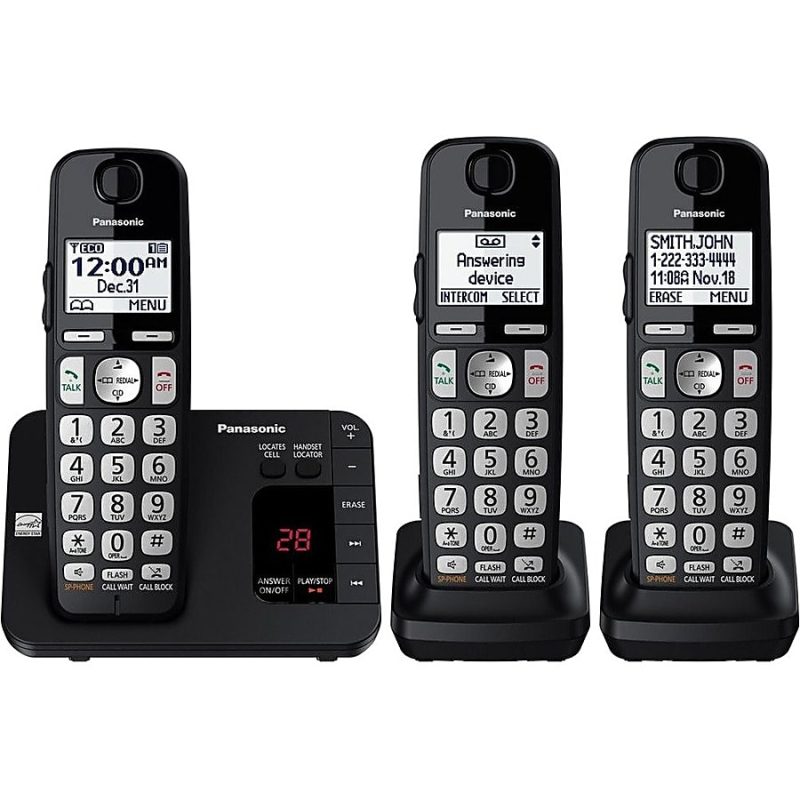 Panasonic® DECT 6.0 Expandable 3-Handset Digital Cordless Phone System With Digital Answering Machine, KX-TGE433B - Image 2