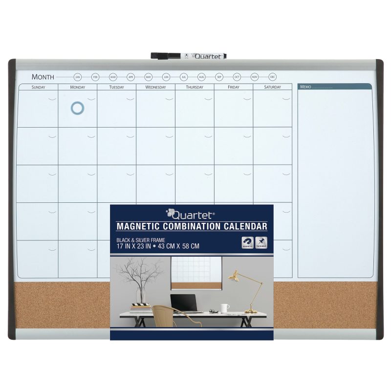 Quartet® Calendar Magnetic Dry-Erase Whiteboard, 17" x 23", Black/Silver Plastic Frame - Image 4