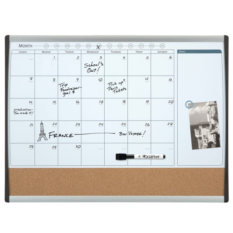 Quartet® Calendar Magnetic Dry-Erase Whiteboard, 17" x 23", Black/Silver Plastic Frame - Image 5