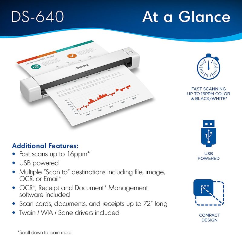 Brother® DSmobile DS-640 Portable Color Document Scanner - Image 2