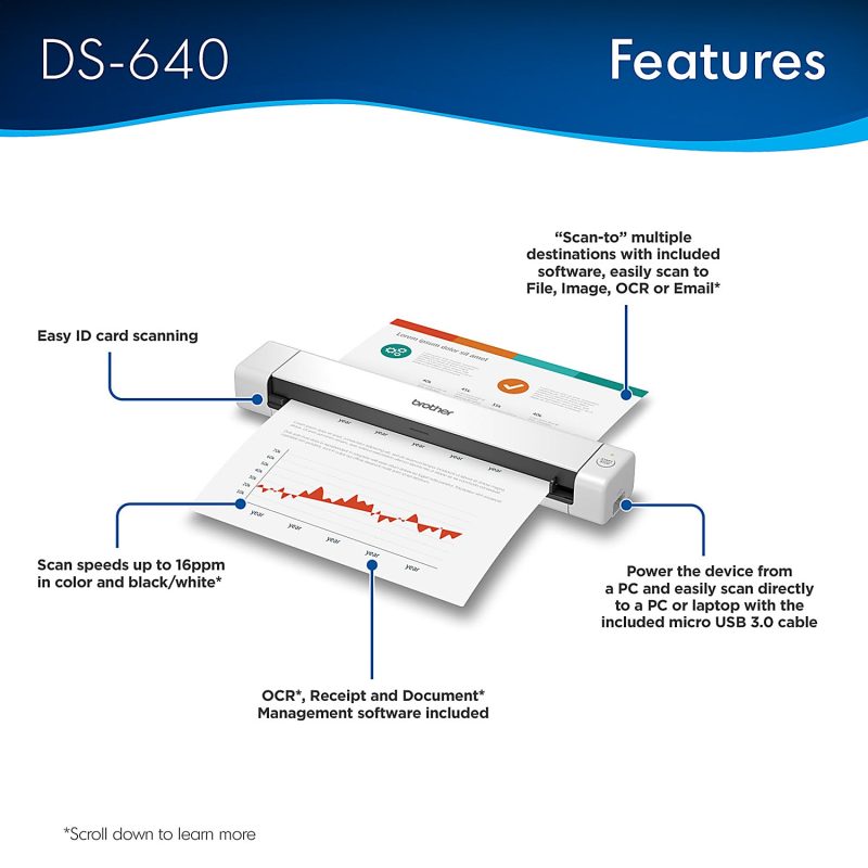 Brother® DSmobile DS-640 Portable Color Document Scanner - Image 3