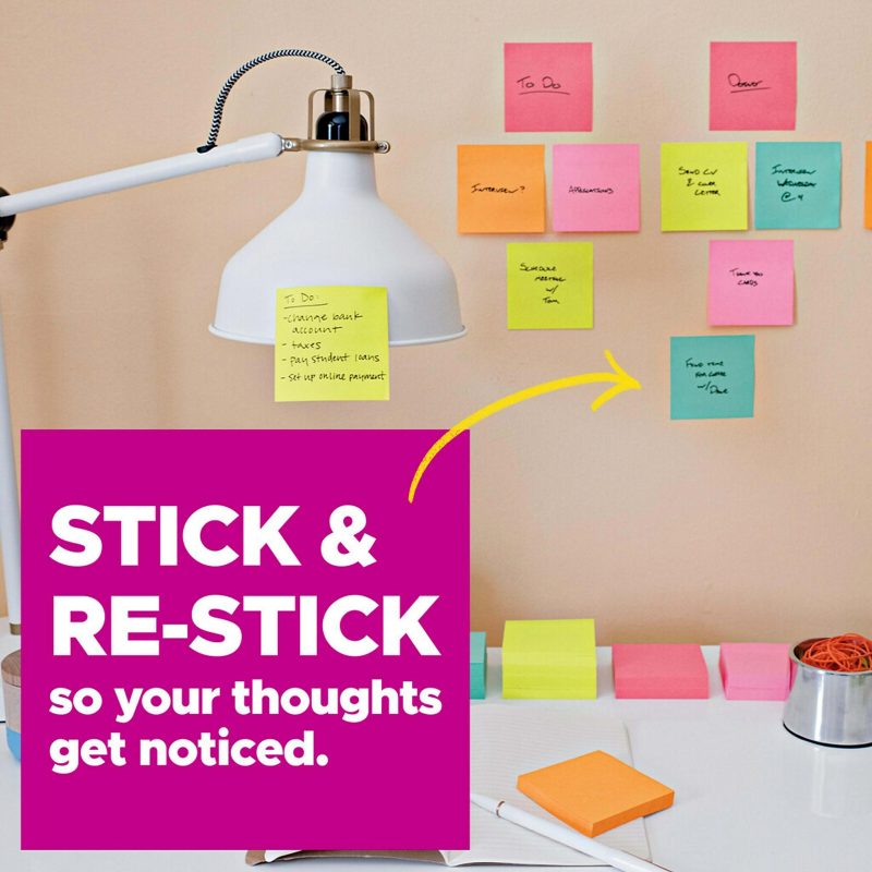Post-it Super Sticky Pop Up Notes, 10 Pads, 3 in x 3 in, 2x the Sticking Power, School Supplies and Office Products, Sticky Notes for Vertical Surfaces, Monitors, Walls and Windows, Energy Boost Collection - Image 4