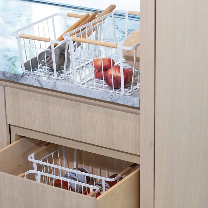 Better Houseware Wire Baskets With Wood Handles, 17-1/2”H x 9-1/8”W x 13-1/4”D, White, Pack Of 6 Baskets - Image 5