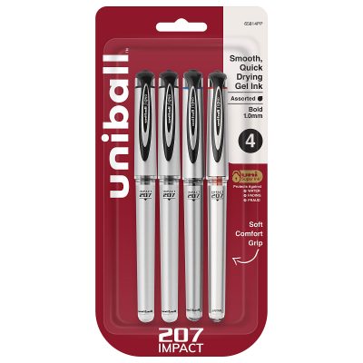 uni-ball® 207™ Impact™ Gel Pens, Bold Point, 1.0 mm, Black; Gray Barrel, Black Ink, Pack Of 12 - Assorted,4