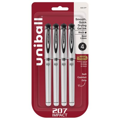 uni-ball® 207™ Impact™ Gel Pens, Bold Point, 1.0 mm, Black; Gray Barrel, Black Ink, Pack Of 12 - Black,4