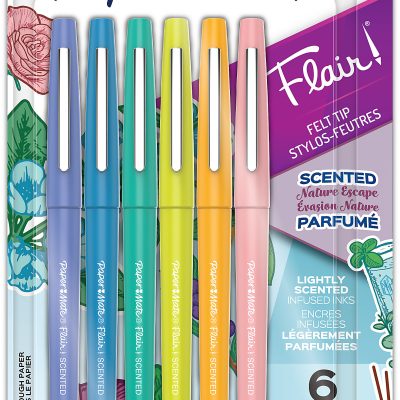 Paper Mate® Flair® Porous-Point Pens, Medium Point, 0.7 mm, Black Barrel, Black Ink, Pack Of 12 Pens - Assorted,6