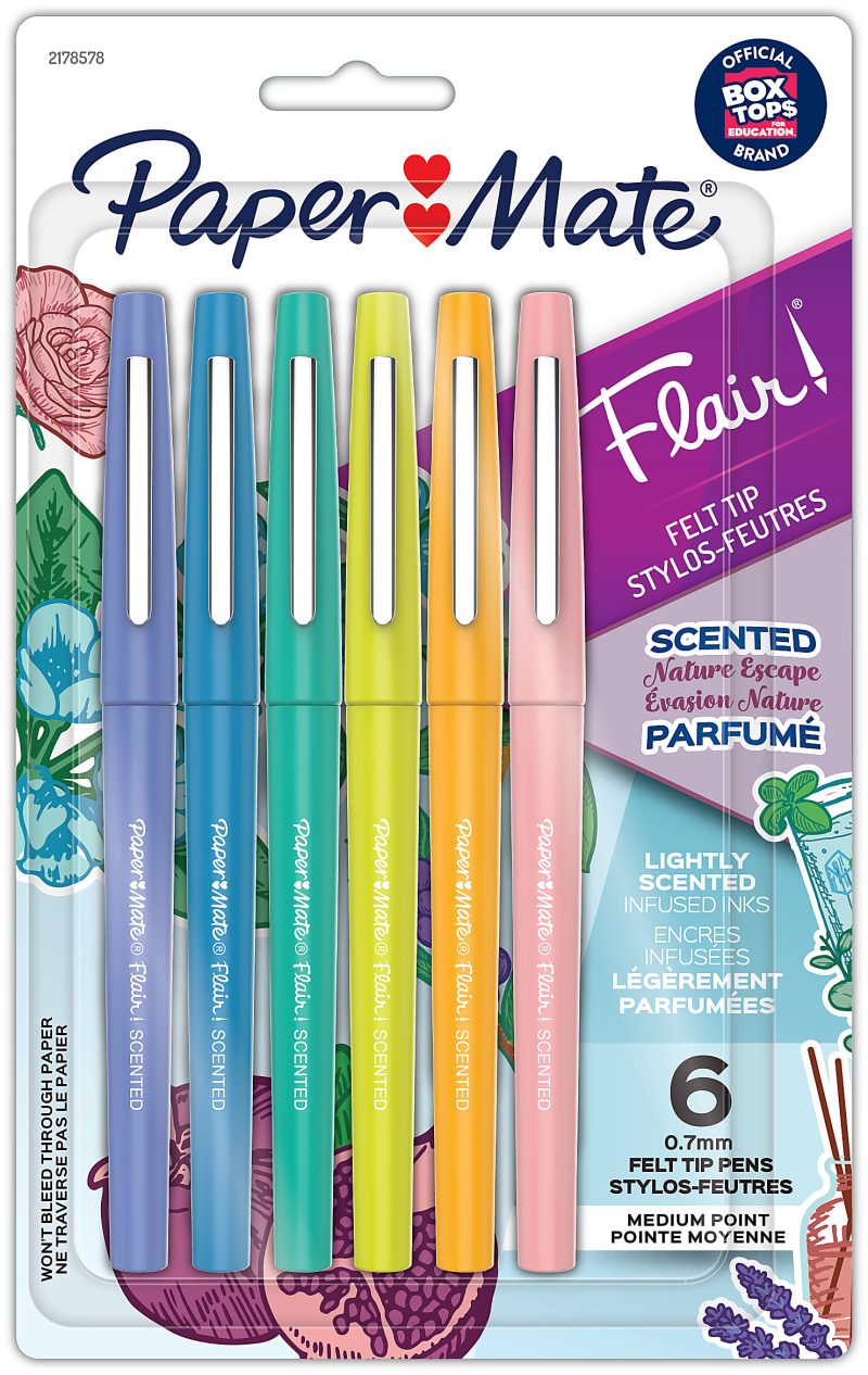 Paper Mate® Flair® Porous-Point Pens, Medium Point, 0.7 mm, Black Barrel, Black Ink, Pack Of 12 Pens - Assorted,6