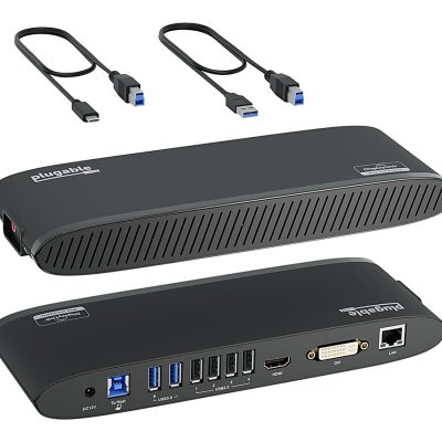 Plugable USB 3.0 Dual 4K Display Horizontal Docking Station with DisplayPort and HDMI for Windows (Dual 4K DisplayPort & HDMI, Gigabit Ethernet, Audio, 6 USB Ports) - for Notebook/Desktop PC