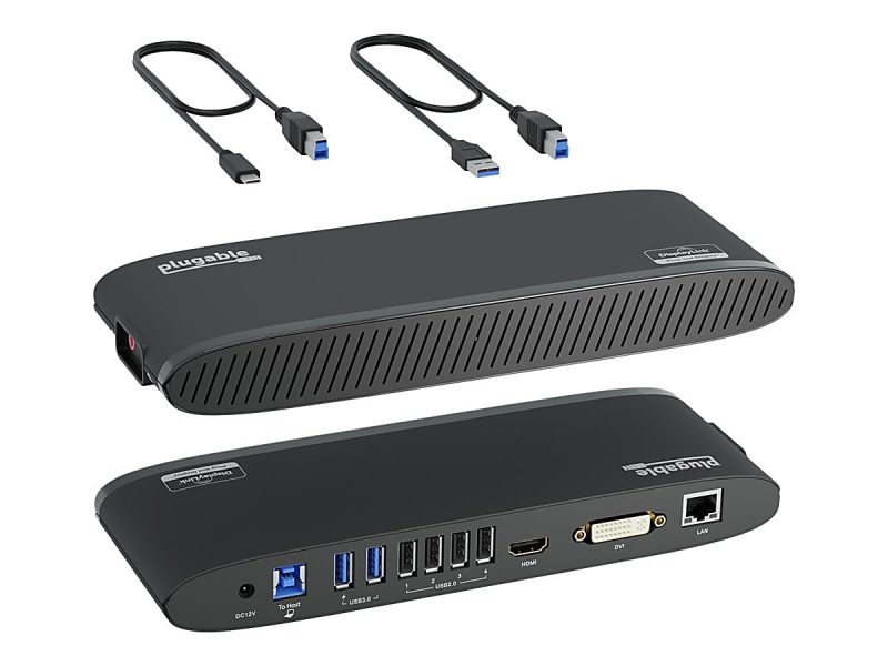 Plugable USB 3.0 Dual 4K Display Horizontal Docking Station with DisplayPort and HDMI for Windows (Dual 4K DisplayPort & HDMI, Gigabit Ethernet, Audio, 6 USB Ports) - for Notebook/Desktop PC
