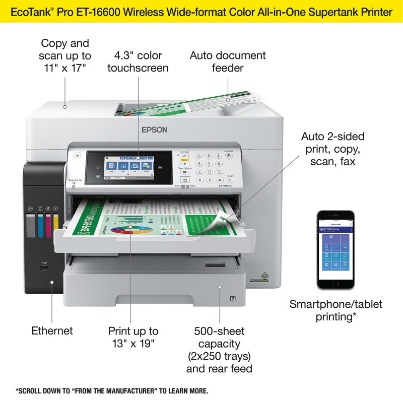 Epson® EcoTank® Pro ET-16600 SuperTank® Wide-Format Color Inkjet All-In-One Printer - Image 3