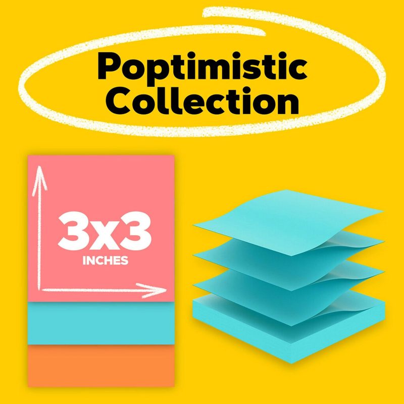 Post-it Pop Up Notes, 18 Pads, 3 in x 3 in, Clean Removal, Ideal for Second School Semester, Sticky Notes for Dorm, Home and Office, Poptimistic Collection - Image 2