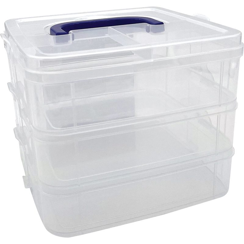 Teacher Created Resources 3-Tier Stackable Storage Containers, 7"L x 6-1/2"W x 5-3/8"H, Clear, Pack Of 3 - Image 2