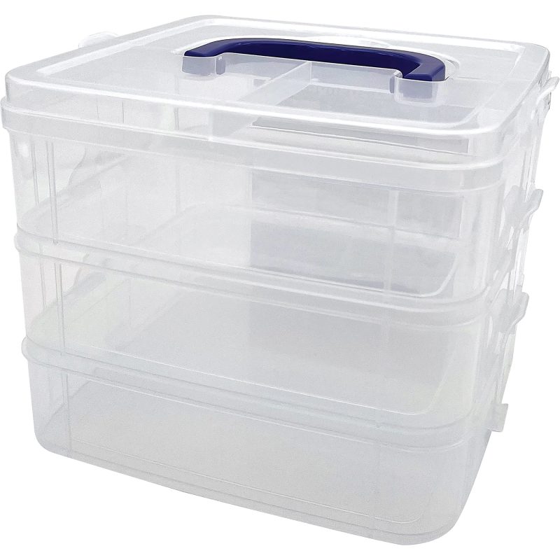 Teacher Created Resources 3-Tier Stackable Storage Containers, 7"L x 6-1/2"W x 5-3/8"H, Clear, Pack Of 3 - Image 3