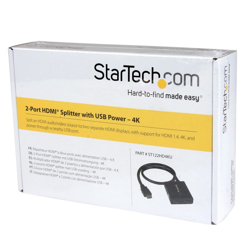 StarTech.com HDMI Splitter 1 In 2 Out - 4k 30Hz - 2 Port - Supports 3D video - Powered HDMI Splitter - HDMI Audio Splitter - Image 5
