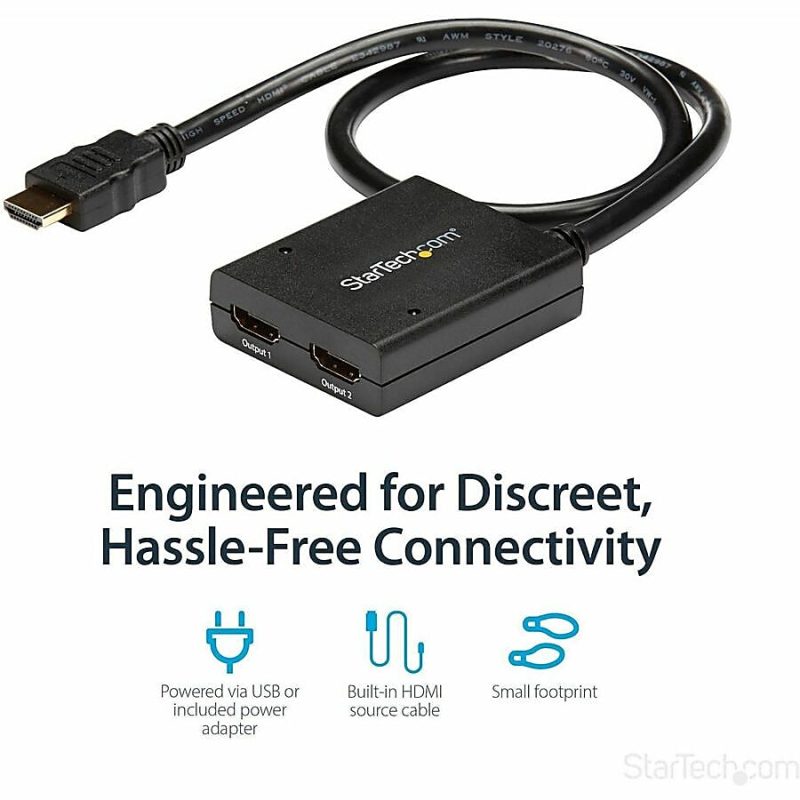 StarTech.com HDMI Splitter 1 In 2 Out - 4k 30Hz - 2 Port - Supports 3D video - Powered HDMI Splitter - HDMI Audio Splitter - Image 7