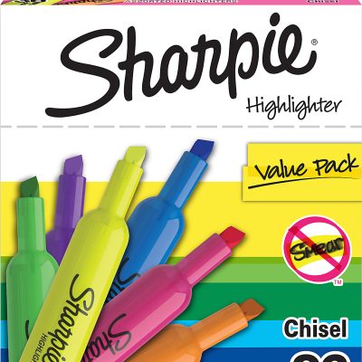 Sharpie® Tank Style Highlighters, Chisel Tip, Fluorescent Yellow, Box of 24 - Assorted,36