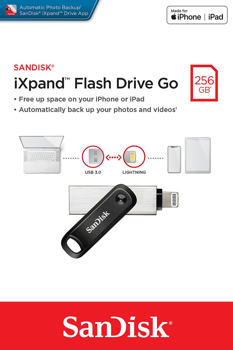 SanDisk® iXpand™ USB 3.0 Flash Drive Go, 256GB, Black/Silver - Image 5