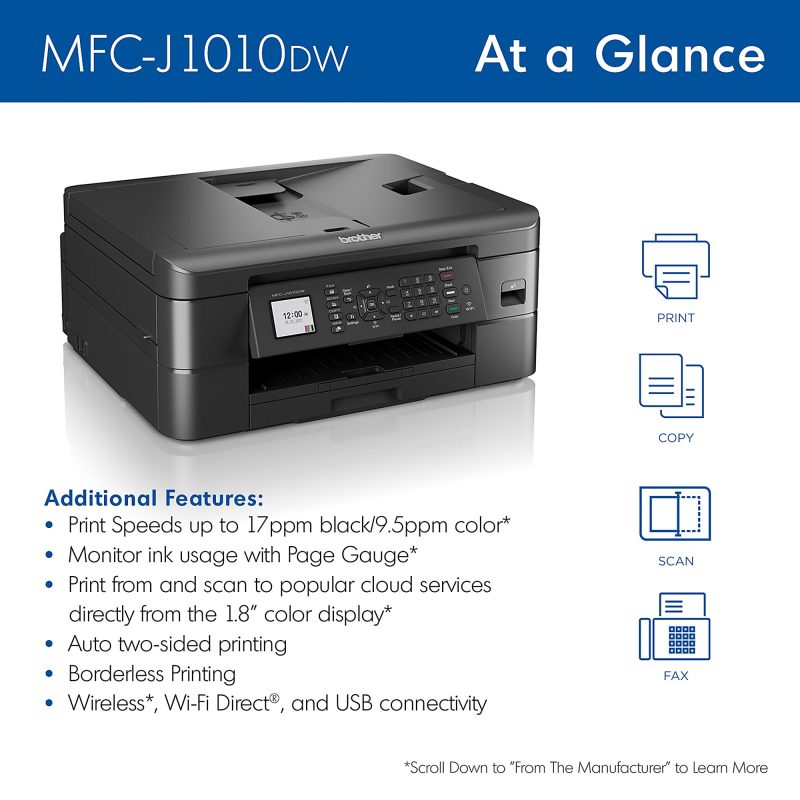 Brother® MFC-J1010DW Wireless Inkjet All-in-One Color Printer With Refresh EZ Print Eligibility - Image 2