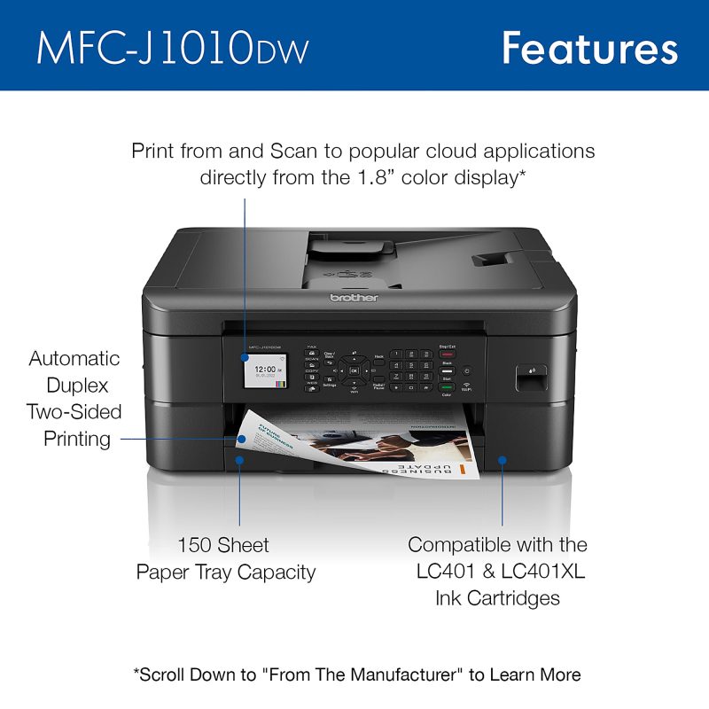 Brother® MFC-J1010DW Wireless Inkjet All-in-One Color Printer With Refresh EZ Print Eligibility - Image 3
